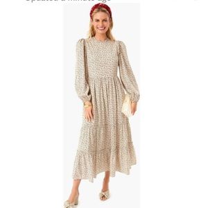 Tuckernuck Hyacinth House Dress Cream Jesse Floral Tiered Midi Prairie Size M
